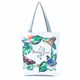 Floral Print Canvas Shoulder Bag Women High Capacity Shopping Handbag
