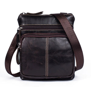 Men's Leather Messenger Bag Small Flap Crossbody