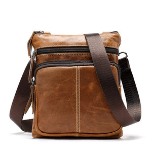Men's Leather Messenger Bag Small Flap Crossbody