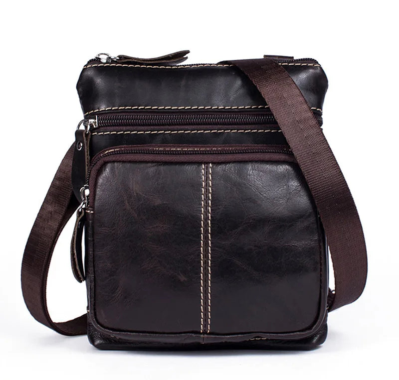 Men's Leather Messenger Bag Small Flap Crossbody