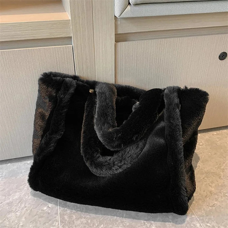 Plush Outdoor Shoulder Bag Soft Totes for Women