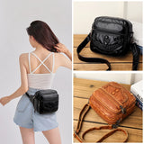 Women's PU Leather Shoulder Bag Crossbody Phone Wallet Multifunction Belt Bag
