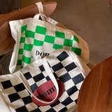 Plaid Women Shoulder Bags Harajuku Canvas Y2k Schoolbag
