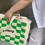 Plaid Women Shoulder Bags Harajuku Canvas Y2k Schoolbag