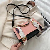 2021 Women's Handbag Shoulder Messenger with Silk Scarf Chain