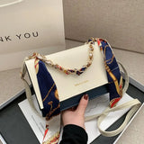2021 Women's Handbag Shoulder Messenger with Silk Scarf Chain