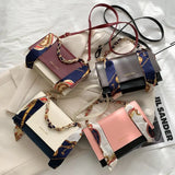 2021 Women's Handbag Shoulder Messenger with Silk Scarf Chain
