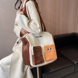 Plush Fluffy Shopper Shoulder Bag for Girls School Bear Cotton Bag