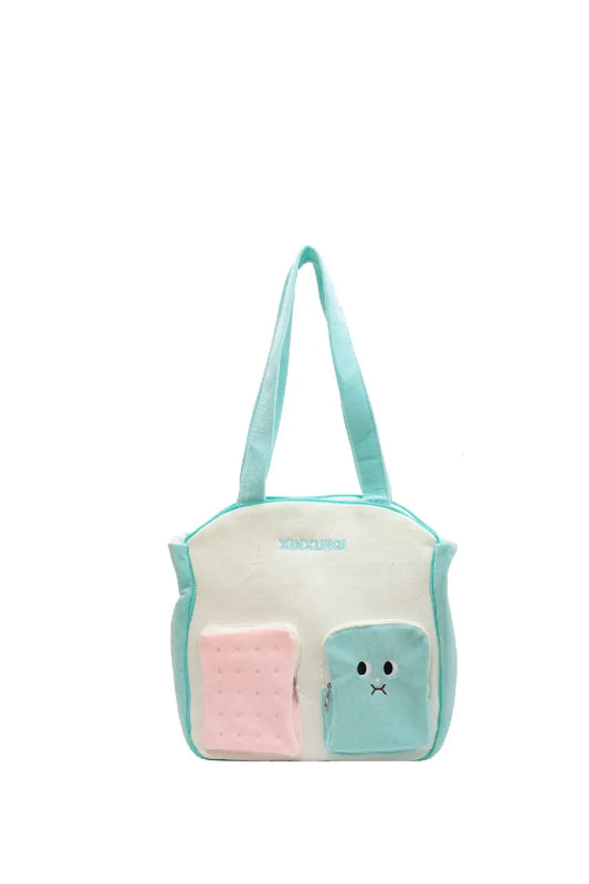 Plush Fluffy Shopper Shoulder Bag for Girls School Bear Cotton Bag