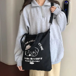 Canvas Anime Print Large Capacity Japanese Shoulder Shopper Bag