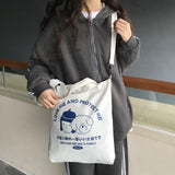 Canvas Anime Print Large Capacity Japanese Shoulder Shopper Bag