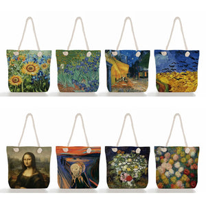 Van Gogh Oil Painting Eco Retro Art Travel Bag Linen Tote Bag