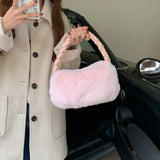 Women's Plush Handbag, Stylish High Plush Cloud Underarm Bag