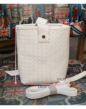Women's Spring Woven Lace Up Bucket Shoulder Bag