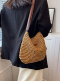 Women's Weave Beach Bag Large Capacity Shoulder Crossbody Tote