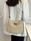 Women's Weave Beach Bag Large Capacity Shoulder Crossbody Tote