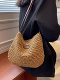 Women's Weave Beach Bag Large Capacity Shoulder Crossbody Tote