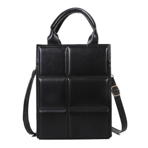 Retro Plaid Crossbody Bag PU Leather Vertical Square