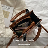 Retro Plaid Shoulder Bag Crossbody PU Leather Square Bag