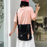 Canvas Shoulder Bag Retro Solid Girls Student Bookbag Tote Bags