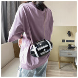 Women Chain Messenger Bag Rugby Shape Mini Totes Shoulder Bag