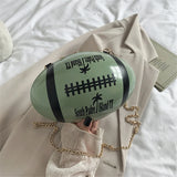 Women Chain Messenger Bag Rugby Shape Mini Totes Shoulder Bag
