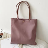 Large Capacity Tote Shopper Bag Pu Leather Corduroy Lining