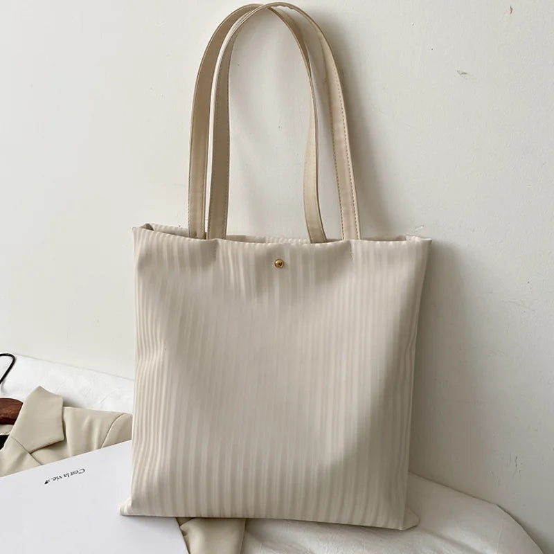 Large Capacity Tote Shopper Bag Pu Leather Corduroy Lining