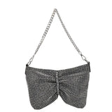 Diamond Chain Pleated Evening Bag for Women