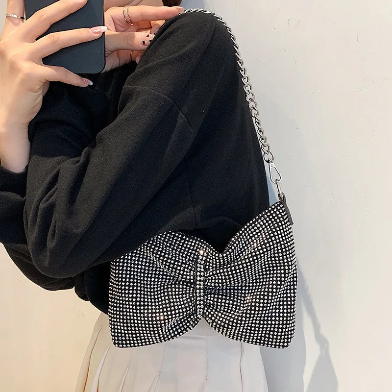 Diamond Chain Pleated Evening Bag for Women