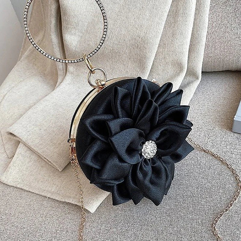 3D Flowers Women's Evening Shoulder Bag Crossbody Female