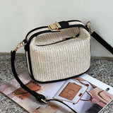 Straw Bucket Crossbody Bag Handbag for Women