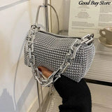 Rhinestone Evening Clutch Silver Crystal Wedding Bag