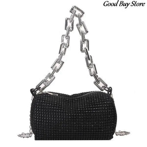 Rhinestone Evening Clutch Silver Crystal Wedding Bag