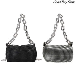 Rhinestone Evening Clutch Silver Crystal Wedding Bag