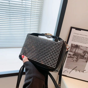 Silver Diamond Evening Clutch Bag Rhinestones Shoulder Purse