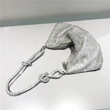 Silver Rhinestones Evening Clutch Bag Crystal Dinner Party Wedding Purses Handba