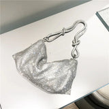 Silver Rhinestones Evening Clutch Bag Crystal Dinner Party Wedding Purses Handba