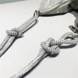 Silver Rhinestones Evening Clutch Bag Crystal Dinner Party Wedding Purses Handba