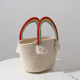 Rainbow Handbag Women's Hand-woven Tassel Bag Seaside Holiday Bag