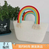 Rainbow Handbag Women's Hand-woven Tassel Bag Seaside Holiday Bag
