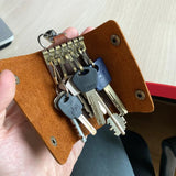 Leather Key Wallet Men Holder Keychain Pouch Purse Zipper Car Small Key Case
