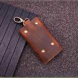 Leather Key Wallet Men Holder Keychain Pouch Purse Zipper Car Small Key Case