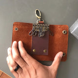 Leather Key Wallet Men Holder Keychain Pouch Purse Zipper Car Small Key Case