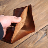 Men's Mini Wallet Short Ultra-thin Cowhide Leather Retro Ticket Holder