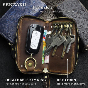 Leather Smart Key Wallet Cowhide Housekeeper Key Pocket
