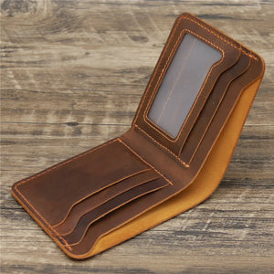 Men's Retro Leather Wallet Short Durable Real Leather Cartera Hombre