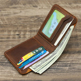 Men's Retro Leather Wallet Short Durable Real Leather Cartera Hombre