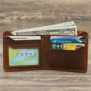 Men's Retro Leather Wallet Short Durable Real Leather Cartera Hombre