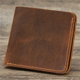 Men's Retro Leather Wallet Short Durable Real Leather Cartera Hombre